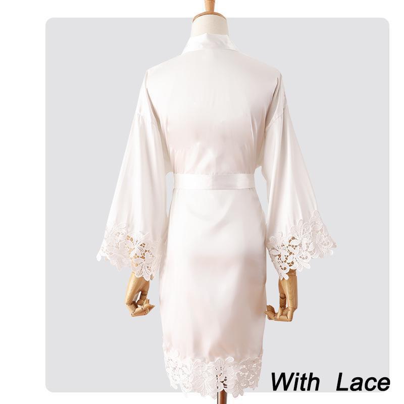Kimono Bathrobe Embroidery Gown with Lace