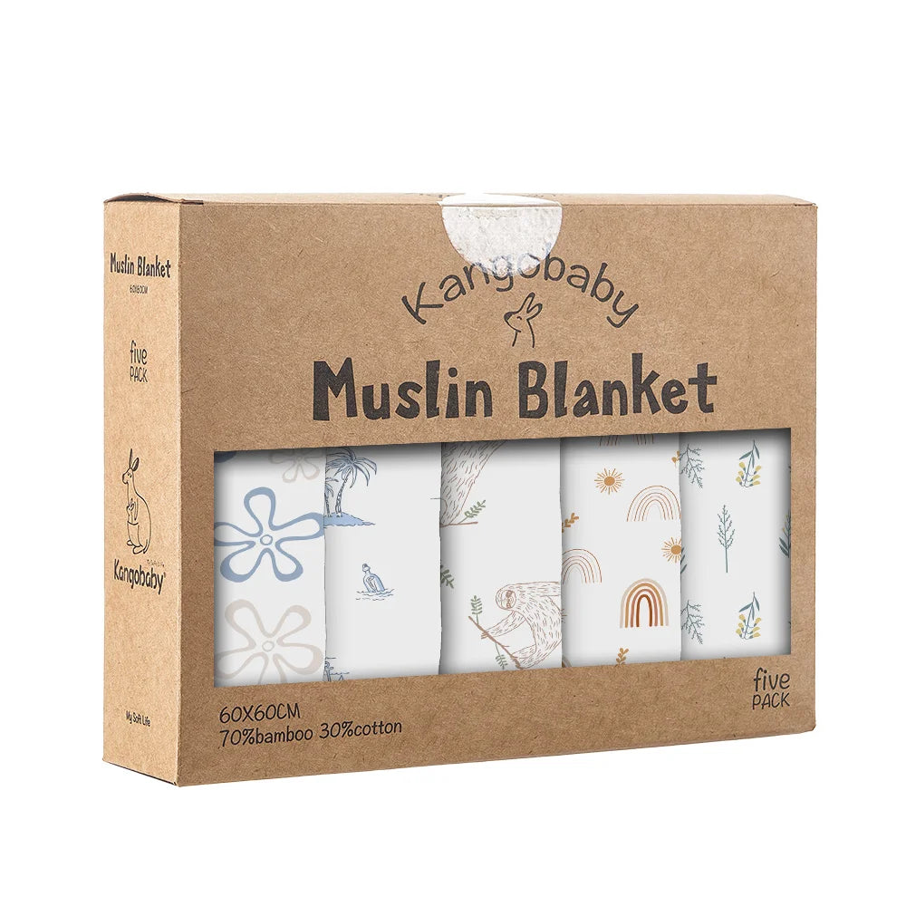 New Multi-Functional Bamboo Cotton Cloth Blanket Set for baby (Set of 5)