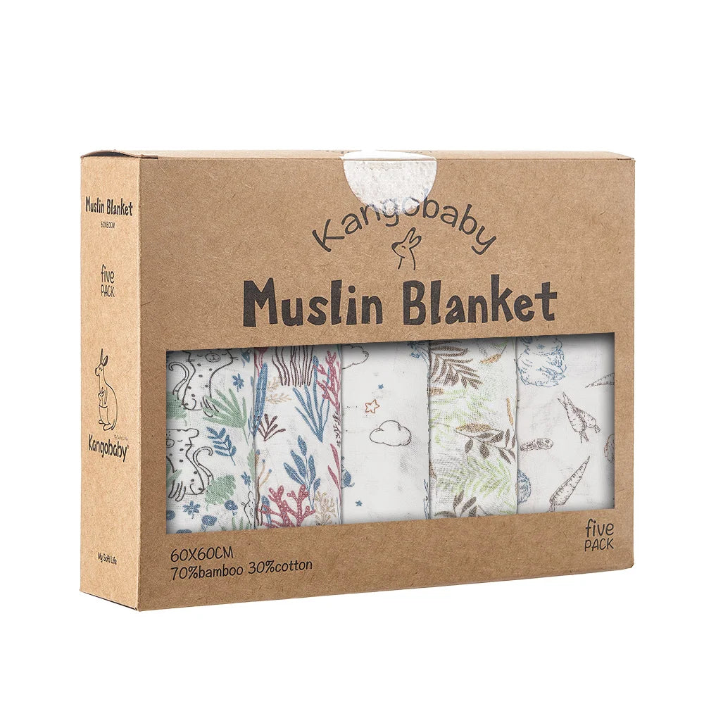 New Multi-Functional Bamboo Cotton Cloth Blanket Set for baby (Set of 5)
