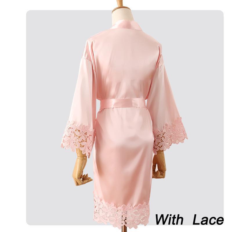 Kimono Bathrobe Embroidery Gown with Lace