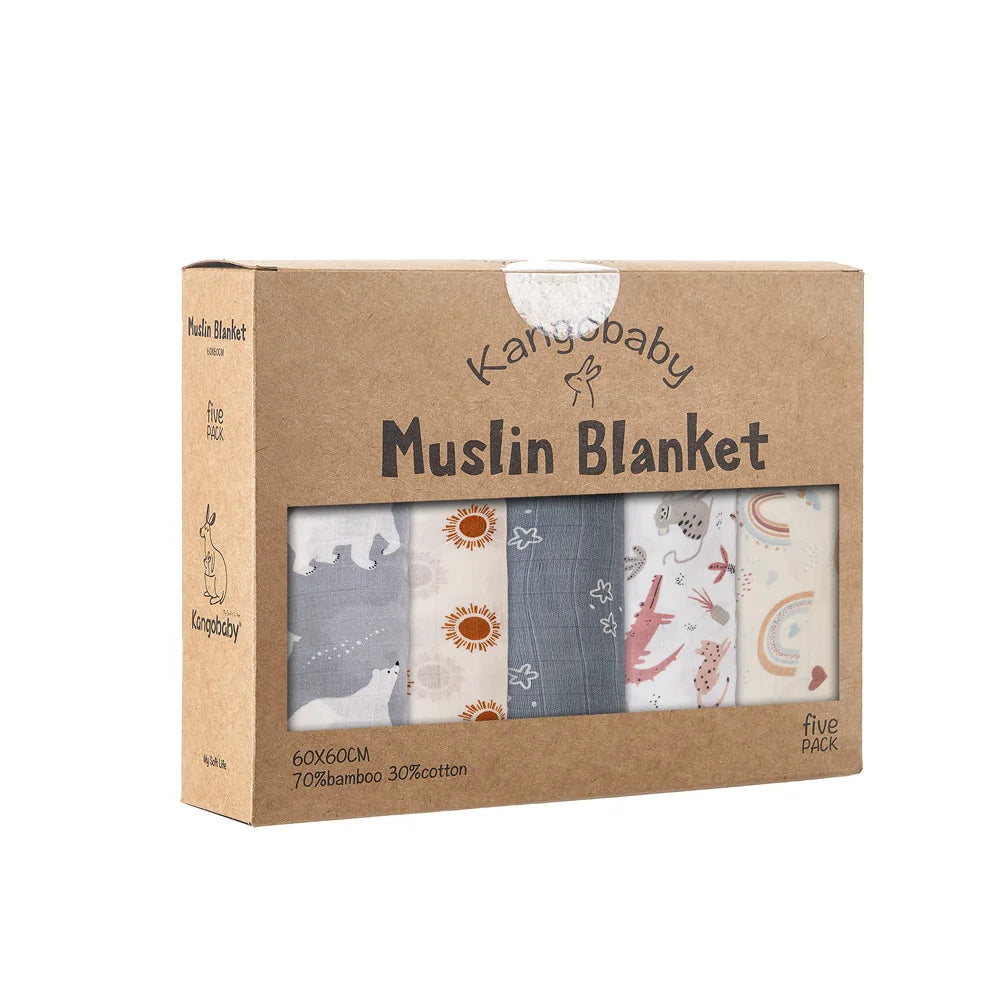 New Multi-Functional Bamboo Cotton Cloth Blanket Set for baby (Set of 5)