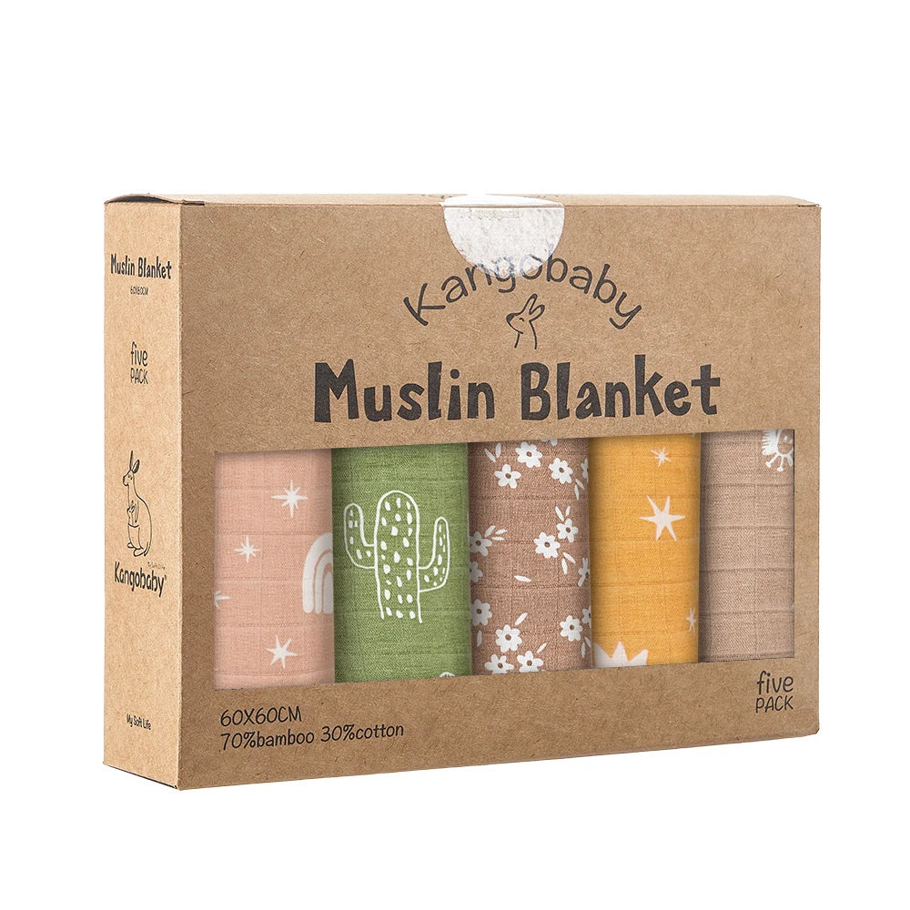 New Multi-Functional Bamboo Cotton Cloth Blanket Set for baby (Set of 5)