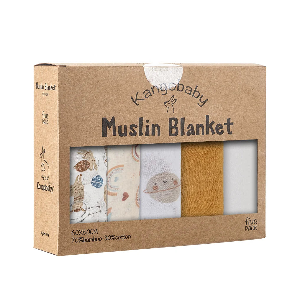 New Multi-Functional Bamboo Cotton Cloth Blanket Set for baby (Set of 5)