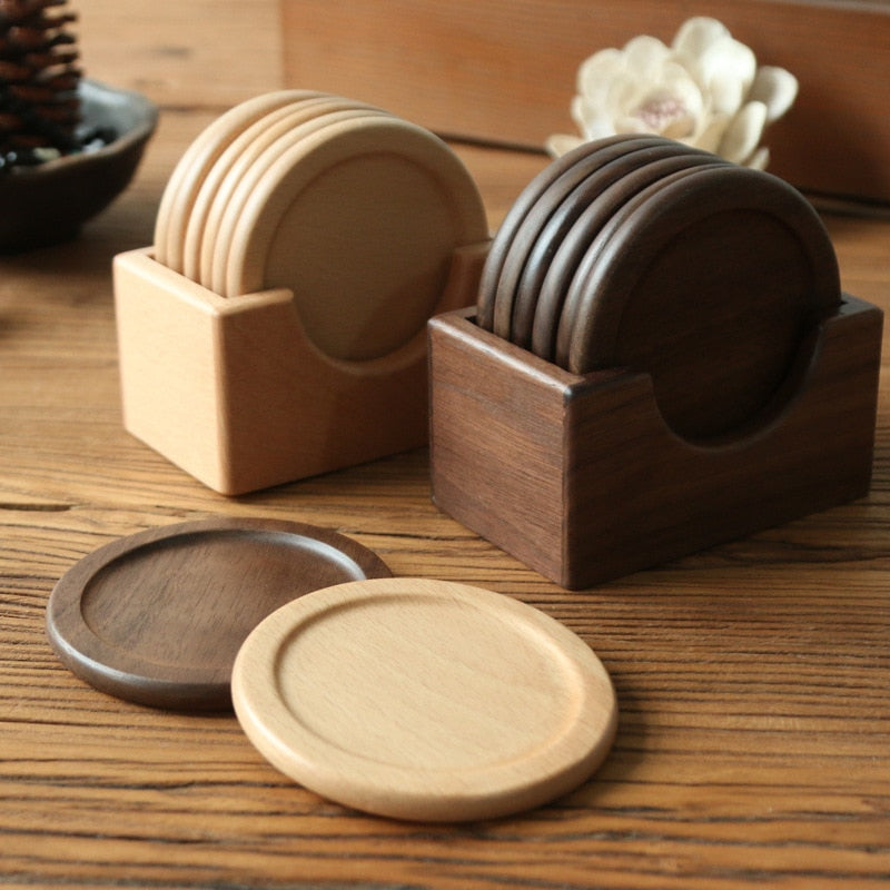 Eco-friendly wooden cup mat/ coasters set