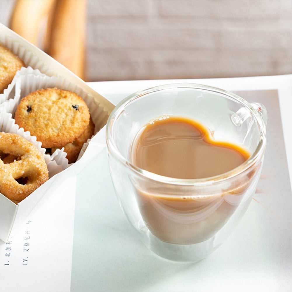 Heat-Resistant Heart Shape Glass Mug