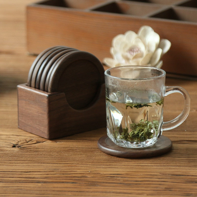 Eco-friendly wooden cup mat/ coasters set