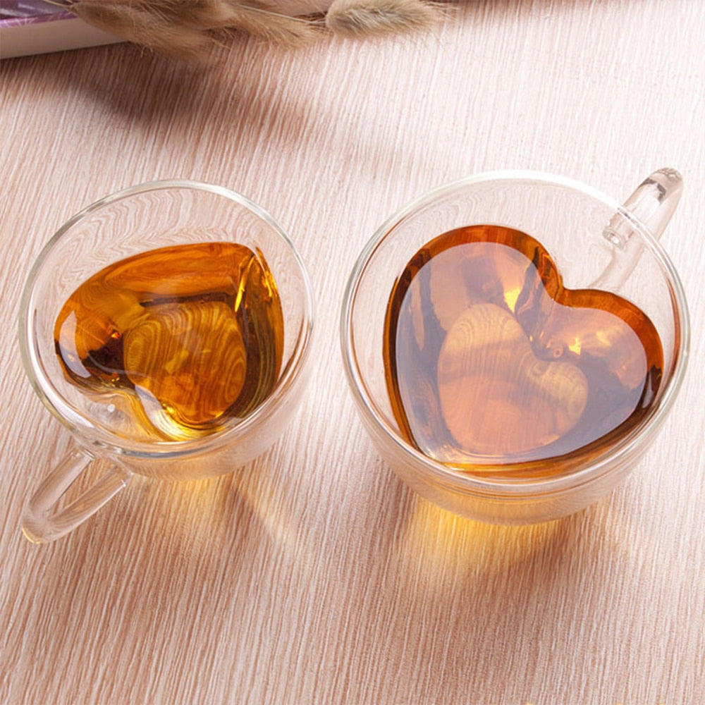 Heat-Resistant Heart Shape Glass Mug