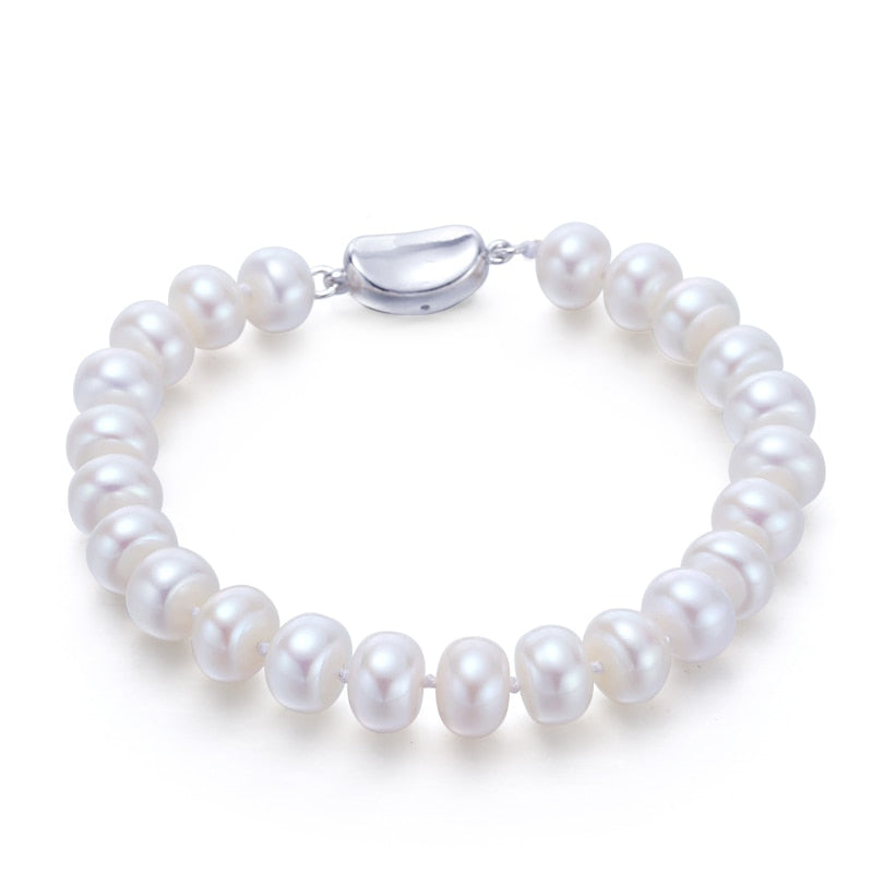 8-9mm AAAA Grade Freshwater Pearl Bracelet with 925 Sterling Silver Half Moon Lock