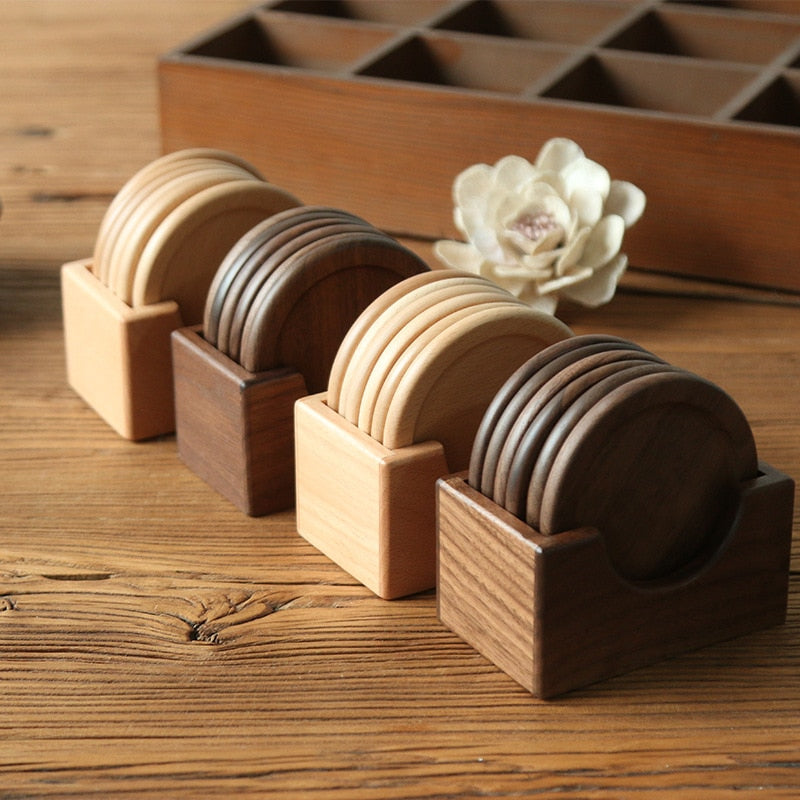 Eco-friendly wooden cup mat/ coasters set