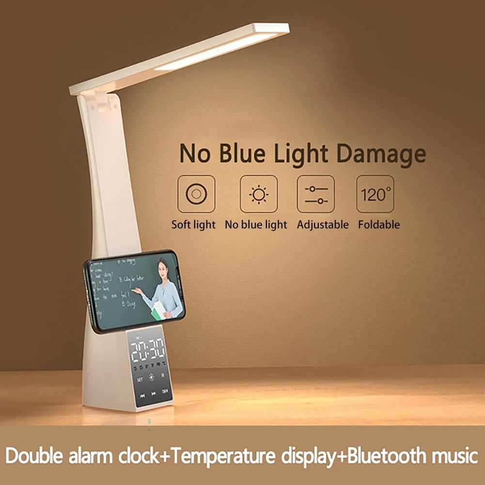 LED Desk Lamp with Alarm Clock and Bluetooth speaker