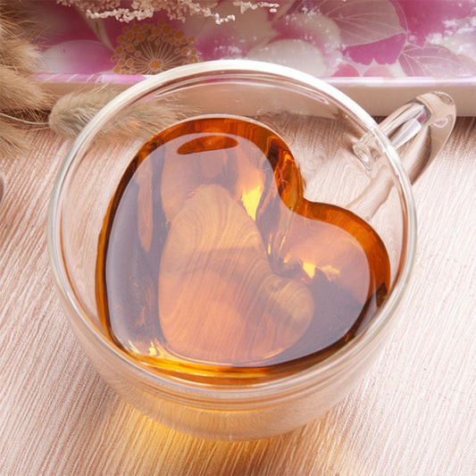 Heat-Resistant Heart Shape Glass Mug