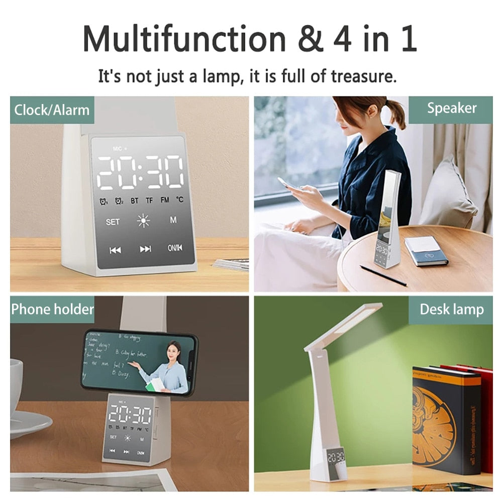 LED Desk Lamp with Alarm Clock and Bluetooth speaker