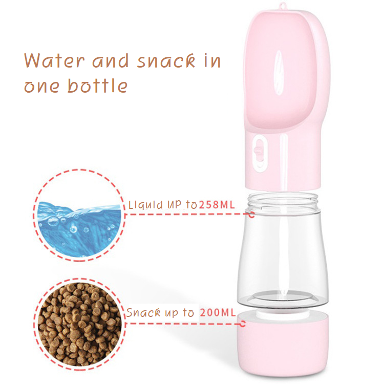 Drinking bottle with snack box for pet